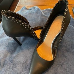 Jessica Simpson Pauline Studded Heels, Black, EUC